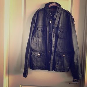 Leather members only style jacket
